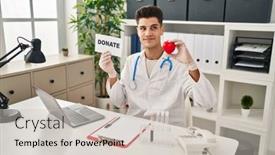  Presentation with supporting - Presentation with young-hispanic-doctor-man-supporting background and a  colored foreground