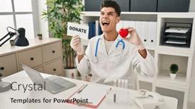  Presentation with supporting - Theme featuring young-hispanic-doctor-man-supporting background and a  colored foreground