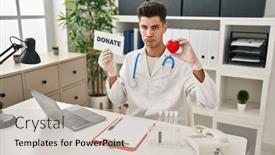  Presentation with supporting - Theme consisting of young-hispanic-doctor-man-supporting background and a soft green colored foreground