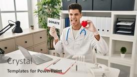  Presentation with supporting - Presentation design enhanced with young-hispanic-doctor-man-supporting background and a soft green colored foreground