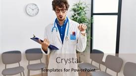  Presentation with waiting room - Presentation theme consisting of young-hispanic-doctor-man background and a  colored foreground