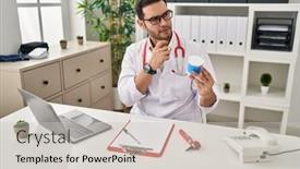  Presentation with beard - Theme having young-hispanic-doctor-man background and a light gray colored foreground