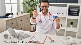  Presentation with beard - Presentation theme having young-hispanic-doctor-man background and a soft green colored foreground