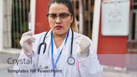  Presentation with nasal - Slides with young-hispanic-doctor-woman-doing background and a light blue colored foreground