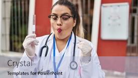  Presentation with nasal - PPT theme enhanced with young-hispanic-doctor-woman-doing background and a light blue colored foreground