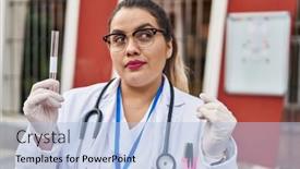  Presentation with nasal - Presentation theme with young-hispanic-doctor-woman-doing background and a light blue colored foreground