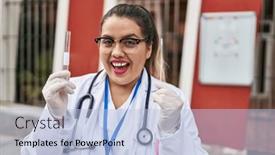  Presentation with nasal - Slide deck featuring young-hispanic-doctor-woman-doing background and a light blue colored foreground