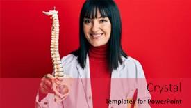  Presentation with spinal - Cool new PPT theme with young-hispanic-doctor-woman-holding backdrop and a red colored foreground