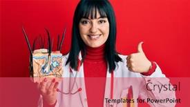  Presentation with skin doctor - PPT layouts with young-hispanic-doctor-woman-holding background and a red colored foreground