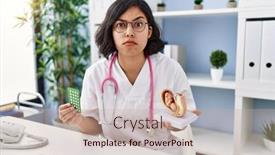  Presentation with fetus - PPT layouts enhanced with young-hispanic-doctor-woman-holding background and a coral colored foreground