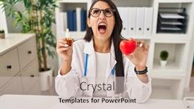  Presentation with cbd - Presentation design featuring young-hispanic-doctor-woman-holding background and a soft green colored foreground