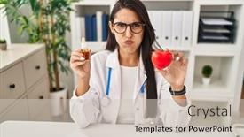  Presentation with cbd - Presentation consisting of young-hispanic-doctor-woman-holding background and a soft green colored foreground