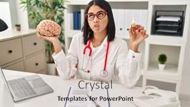  Presentation with cbd - PPT layouts having young-hispanic-doctor-woman-holding background and a soft green colored foreground