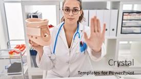  Presentation with cervical - PPT layouts having young-hispanic-doctor-woman-holding background and a light gray colored foreground