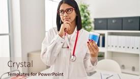  Presentation with cotton - Theme with young-hispanic-doctor-woman-holding background and a soft green colored foreground