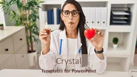  Presentation with cbd - Presentation design enhanced with young-hispanic-doctor-woman-holding background and a soft green colored foreground