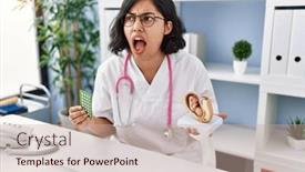  Presentation with fetus - Slide set having young-hispanic-doctor-woman-holding background and a  colored foreground