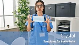  Presentation with air safety - Slides with young-hispanic-doctor-woman-holding background and a teal colored foreground