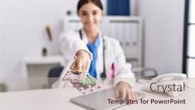  Presentation with confident young hispanic woman - PPT theme with young-hispanic-doctor-woman-wearing background and a  colored foreground