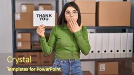  Presentation with thank - Slide set having young-hispanic-doctor-woman-working background and a tawny brown colored foreground