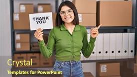  Presentation with thank - Presentation theme consisting of young-hispanic-doctor-woman-working background and a tawny brown colored foreground