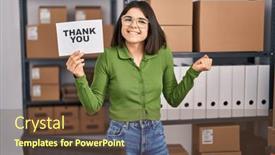  Presentation with thank - Presentation theme having young-hispanic-doctor-woman-working background and a tawny brown colored foreground