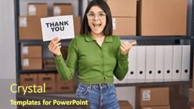  Presentation with thank - Presentation theme enhanced with young-hispanic-doctor-woman-working background and a tawny brown colored foreground