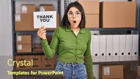  Presentation with thank - Presentation theme consisting of young-hispanic-doctor-woman-working background and a tawny brown colored foreground