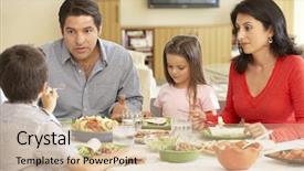  Presentation with family and marriage - Cool new theme with young hispanic family enjoying meal backdrop and a soft green colored foreground
