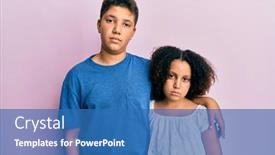  Presentation with sister - Presentation design with young-hispanic-family-of-brother background and a teal colored foreground