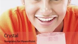  Presentation with drinking glass - Beautiful slide set featuring young hispanic female drinking glass backdrop and a coral colored foreground