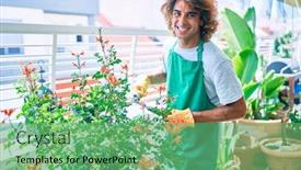  Presentation with caring - Cool new theme with young-hispanic-gardener-smiling-happy backdrop and a seafoam green colored foreground