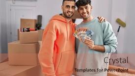  Presentation with gay - Theme having young-hispanic-gay-couple-moving background and a coral colored foreground