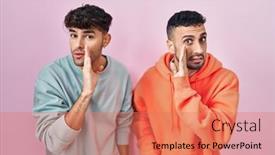  Presentation with gay - Theme having young-hispanic-gay-couple-standing background and a coral colored foreground