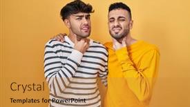  Presentation with sore throat - Presentation with young-hispanic-gay-couple-standing background and a gold colored foreground