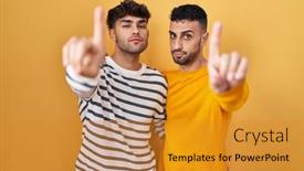  Presentation with gay - Presentation with young-hispanic-gay-couple-standing background and a  colored foreground