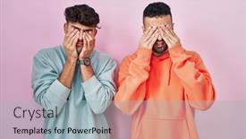  Presentation with vision - Slide set having young-hispanic-gay-couple-standing background and a light blue colored foreground