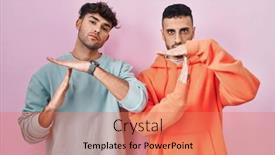  Presentation with gay - Theme with young-hispanic-gay-couple-standing background and a coral colored foreground