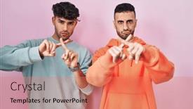  Presentation with gay - PPT layouts featuring young-hispanic-gay-couple-standing background and a coral colored foreground