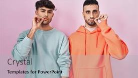  Presentation with lips mouth - PPT theme having young-hispanic-gay-couple-standing background and a light blue colored foreground