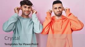  Presentation with gay - PPT theme featuring young-hispanic-gay-couple-standing background and a light blue colored foreground