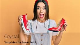 Presentation with sneakers - Amazing theme having young-hispanic-girl-choosing-high backdrop and a coral colored foreground