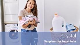  Presentation with laundry - PPT layouts with young-hispanic-girl-doing-laundry background and a teal colored foreground