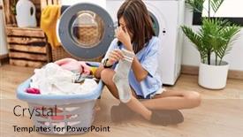  Presentation with socks - Theme with young-hispanic-girl-doing-laundry background and a  colored foreground