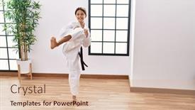  Presentation with martial arts - Slides featuring young-hispanic-girl-doing-martial background and a lemonade colored foreground