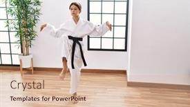  Presentation with martial arts - Presentation theme with young-hispanic-girl-doing-martial background and a lemonade colored foreground