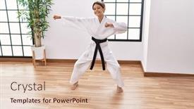  Presentation with martial arts - Slides with young-hispanic-girl-doing-martial background and a lemonade colored foreground