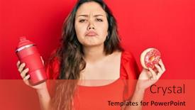  Presentation with sad girl - Slides having young-hispanic-girl-eating-doughnut background and a red colored foreground