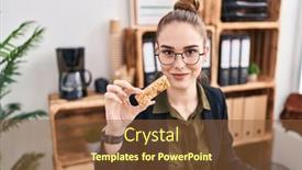  Presentation with energy bar - Slide set consisting of young-hispanic-girl-eating-protein background and a tawny brown colored foreground