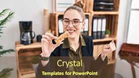  Presentation with healthy office - Slide set with young-hispanic-girl-eating-protein background and a tawny brown colored foreground